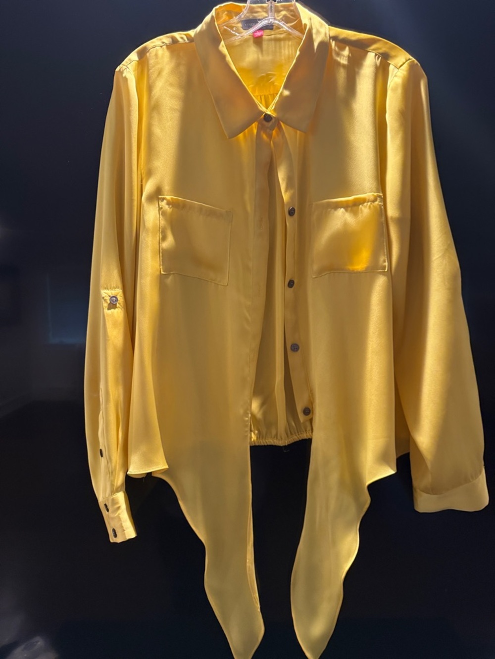 Vince Camuto Bright Yellow Satin Button-Front Blouse